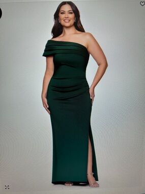 Xscape One Shoulder Green Dress